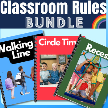 Preview of Classroom Rules Bundle Social Skill Stories Posters & Visual Schedules