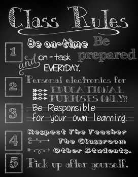 Classroom Rules Chalk Style by CHOATEisGOAT | Teachers Pay Teachers