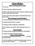 Classroom Rules, Consequences, and Worksheet