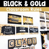 Classroom Rules Editable- Black and Gold Classroom Decor