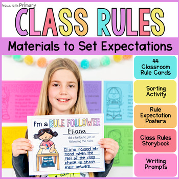 Preview of Classroom Rule Posters, Expectations & Procedures - Back to School Sort, Writing