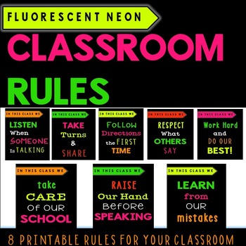 Classroom Rules Fluorescent Neon Posters By Multi Grade Mania Tpt