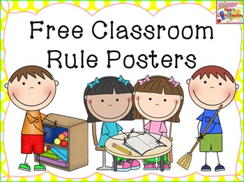 Preview of Classroom Rules - Free - In Chevron and Polka dots