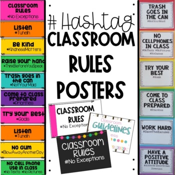 Classroom Rules Hashtag Posters