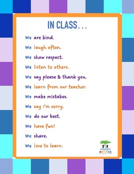 Preview of Classroom Rules: In Class We...