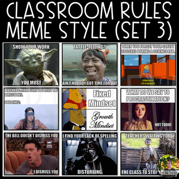 Classroom Rules Meme Style (Set 3) by Raul Villanueva - The Bow Tie Teacher