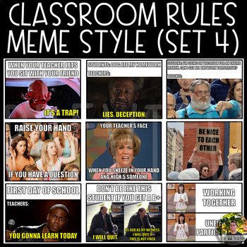 Preview of Classroom Rules Meme Style (Set 4)