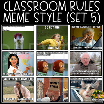 Preview of Classroom Rules Meme Style (Set 5)