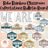 Classroom Rules- PBIS Based- Boho Rainbow Bulletin Board C