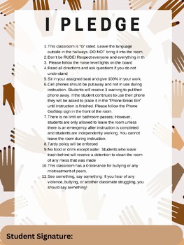 Preview of Classroom Rules Pledge