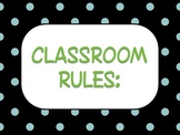 Classroom Rules Posters-Black, White, Teal, Lime