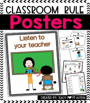 Preview of Classroom Rules Posters | Classroom Visuals | Classroom Rule Worksheets