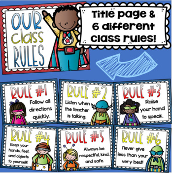 Classroom Rules Posters EDITABLE Back to School Superhero Theme | TPT