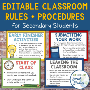 Preview of Classroom Routines and Procedures Posters | Printable and Editable