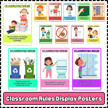 Preview of Classroom Rules Posters Educational Classroom Poster Printable Montessori Bundle