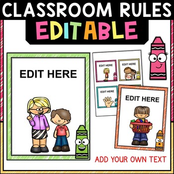 Editable Crayons Classroom Rules Poster