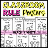 Classroom Rules Posters Poster Set Black & White Version