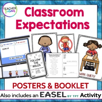 Preview of CLASSROOM RULES Posters & Back to School EXPECTATIONS Booklet + EASEL