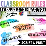 Watercolor Classroom Rules Posters: Script AND Print Fonts {Classroom Decor}