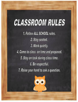 Classroom Rules Posters for Back to School Owl Theme by HappyEdugator