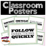 Classroom Rules Posters in Pebbled Border | Posters and Template