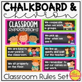 Classroom Rules Posters in a Chalkboard and Chevron Classr