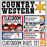 Classroom Rules Posters in a Country Western Classroom Dec