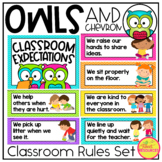 Classroom Rules Posters in an Owls and Chevron Classroom D