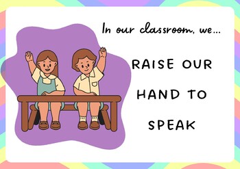 Preview of Classroom Rules Printable Art, Classroom Decor, School Posters, Teacher Gifts, E