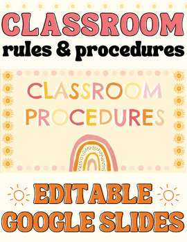Preview of Classroom Rules & Procedures Google Slides | Editable Google Slides Template