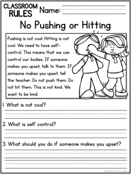 Classroom Rules Reading Comprehension Passages K-2 Distance Learning