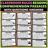 Classroom Rules Reading Comprehension Passages with Questi
