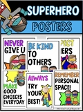 Classroom Rules SUPERHERO Theme Posters