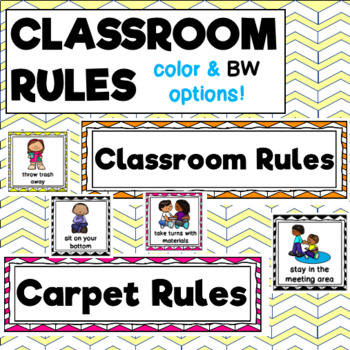 Preview of Classroom Rules Visuals and Posters for 3K, Pre-K, Preschool & Kindergarten