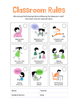 Preview of Classroom Rules Worksheet