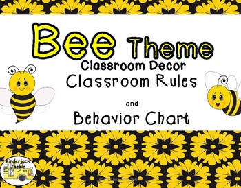 Preview of Classroom Rules and Behavior Chart (bee theme) editable