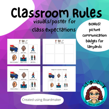 Preview of Classroom Rules and Expectations with Visuals for Special Needs Students