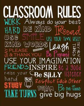 Preview of Classroom Rules - editable, brown background, you personalize