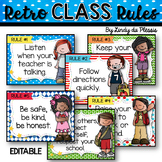 Classroom Rules (editable retro style)