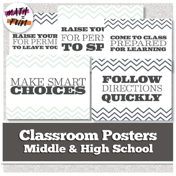 Preview of Classroom Rules in Chevron Border | Posters and Template