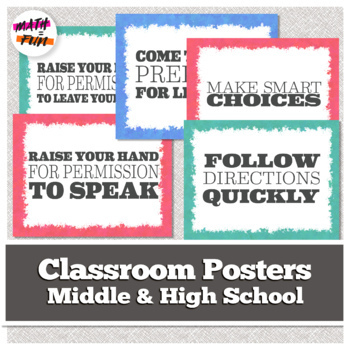 Preview of Classroom Rules in Splotch Border (Bright Colors) | Posters and Template