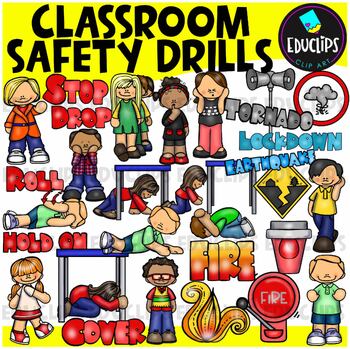 Preview of Classroom Safety Drills Clip Art Bundle {Educlips Clipart}