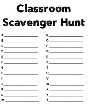 Classroom Scavenger Hunt - A through Z by The Jones Zone | TPT