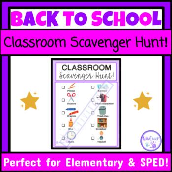 Preview of Classroom Scavenger Hunt Activity First day of School Activity Back to School