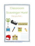 Classroom Scavenger Hunt Get To Know Your Classroom