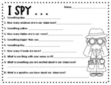 Classroom Scavenger Hunt/I Spy! Perfect for Back to School!