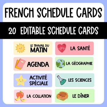 Preview of FRENCH Editable Classroom Schedule Cards