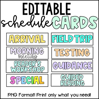 Preview of Editable Classroom Schedule Cards English & French | Print What You Need!