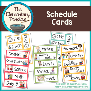 Classroom Schedule Picture Cards with Clocks by The Elementary Pensieve