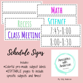 Preview of Classroom Schedule Signs